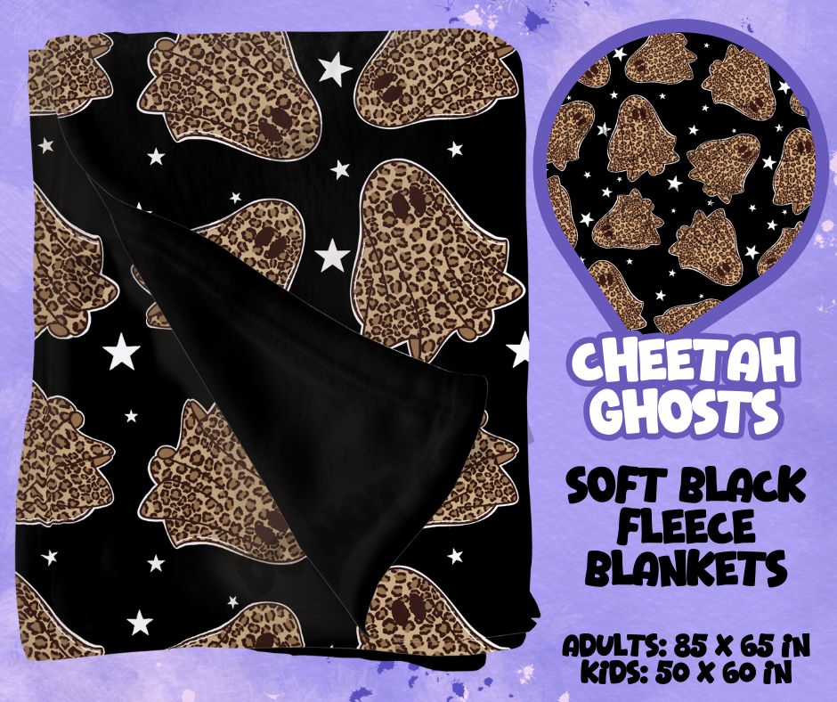 CHEETAH GHOSTS - SOFT BLACK FLEECE THROWS RUN 12-PREORDER CLOSING 9/22