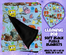 Load image into Gallery viewer, CLEANING BOB - SOFT BLACK FLEECE THROWS RUN 12-PREORDER CLOSING 9/22
