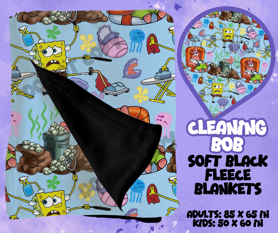 CLEANING BOB - SOFT BLACK FLEECE THROWS RUN 12-PREORDER CLOSING 9/22