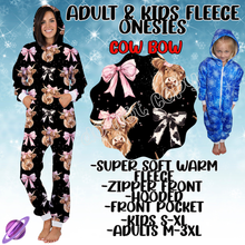Load image into Gallery viewer, COW BOW - ADULT &amp; KIDS FLEECE ONESIES CLOSING 9/28
