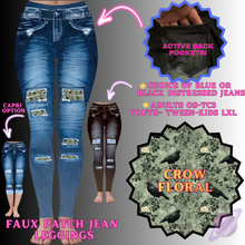 Load image into Gallery viewer, CROW FLORAL-FAUX JEAN LEGGING-PREORDER CLOSING 12/2
