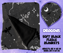 Load image into Gallery viewer, DRAGONS - SOFT BLACK FLEECE THROWS RUN 12-PREORDER CLOSING 9/22
