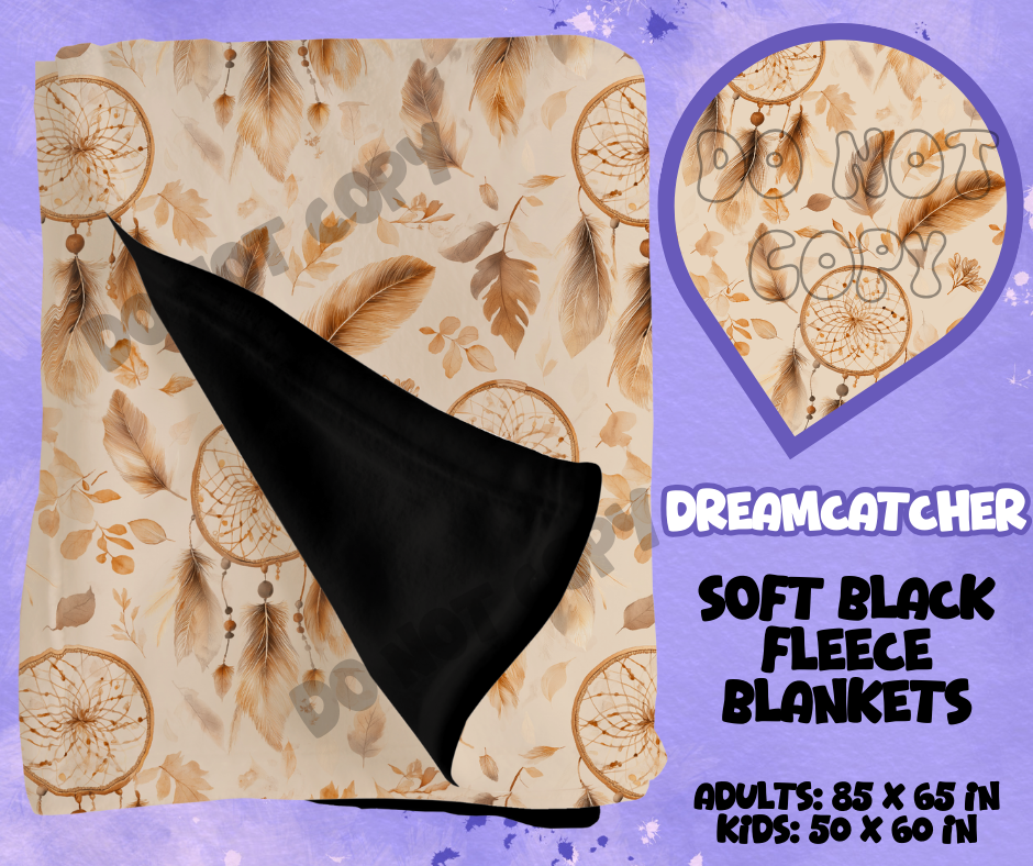 DREAMCATCHER - SOFT BLACK FLEECE THROWS RUN 12-PREORDER CLOSING 9/22