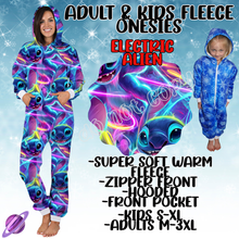 Load image into Gallery viewer, ELECTRIC ALIEN - ADULT &amp; KIDS FLEECE ONESIES CLOSING 9/28
