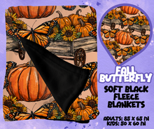 Load image into Gallery viewer, FALL BUTTERFLY - SOFT BLACK FLEECE THROWS RUN 12-PREORDER CLOSING 9/22
