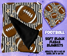 Load image into Gallery viewer, FOOTBALL - SOFT BLACK FLEECE THROWS RUN 12-PREORDER CLOSING 9/22
