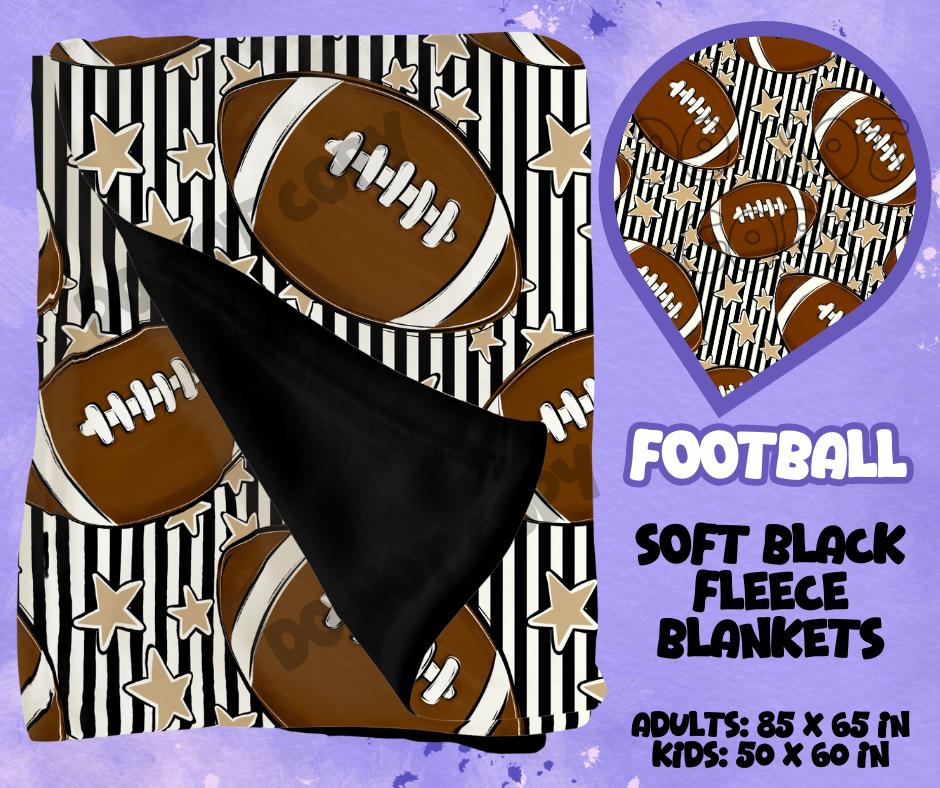 FOOTBALL - SOFT BLACK FLEECE THROWS RUN 12-PREORDER CLOSING 9/22