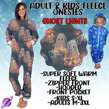 Load image into Gallery viewer, GHOST LIGHTS - ADULT &amp; KIDS FLEECE ONESIES CLOSING 9/28
