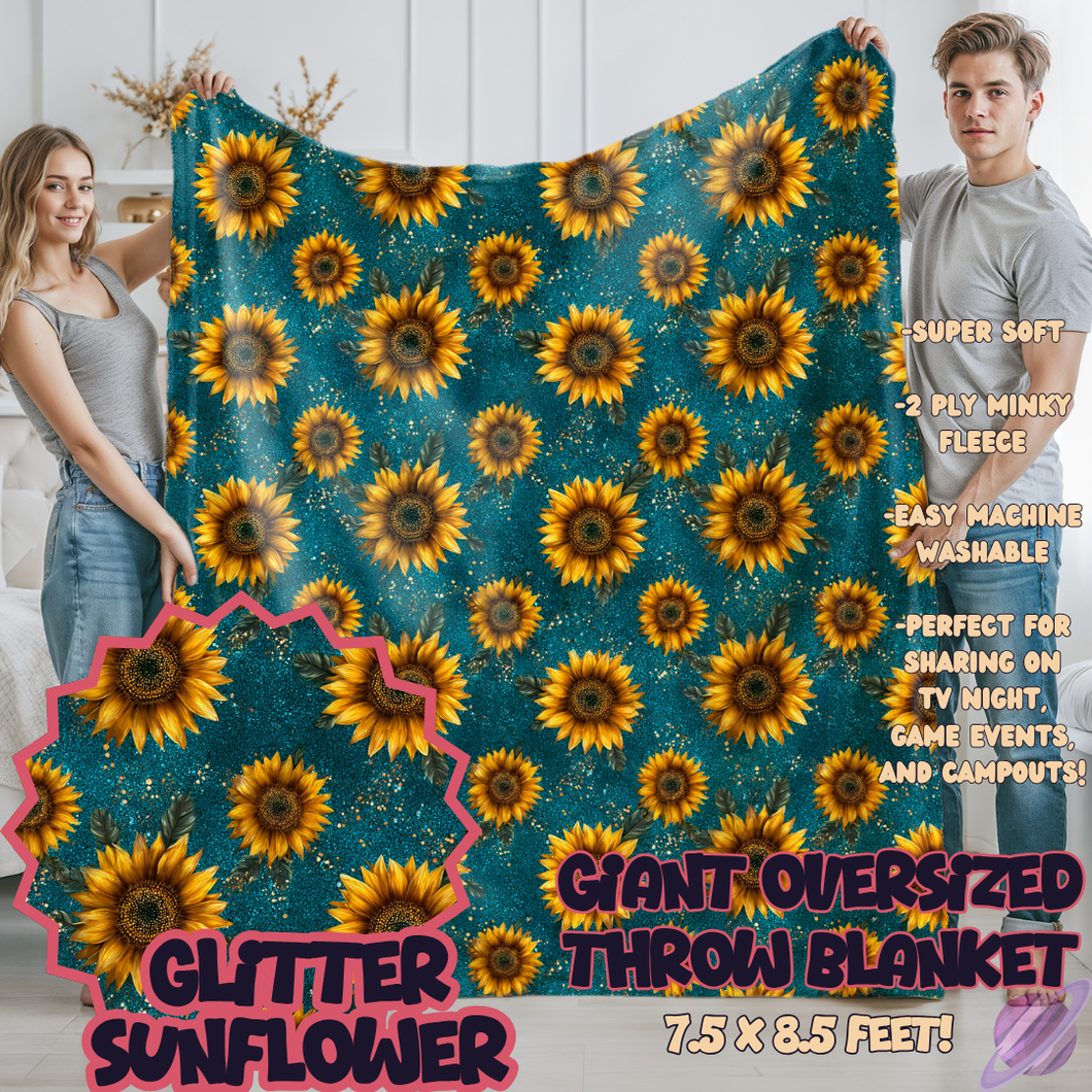 GLITTER SUNFLOWER-OVERSIZED THROW 14-PREORDER CLOSING 10/8