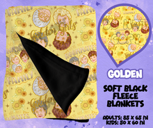 Load image into Gallery viewer, GOLDEN - SOFT BLACK FLEECE THROWS RUN 12-PREORDER CLOSING 9/22
