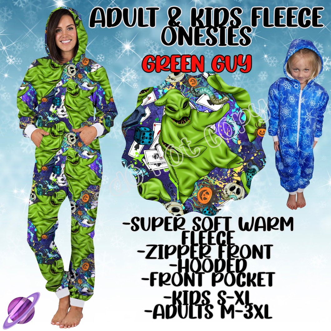 GREEN GUY - ADULT & KIDS FLEECE ONESIES CLOSING 9/28