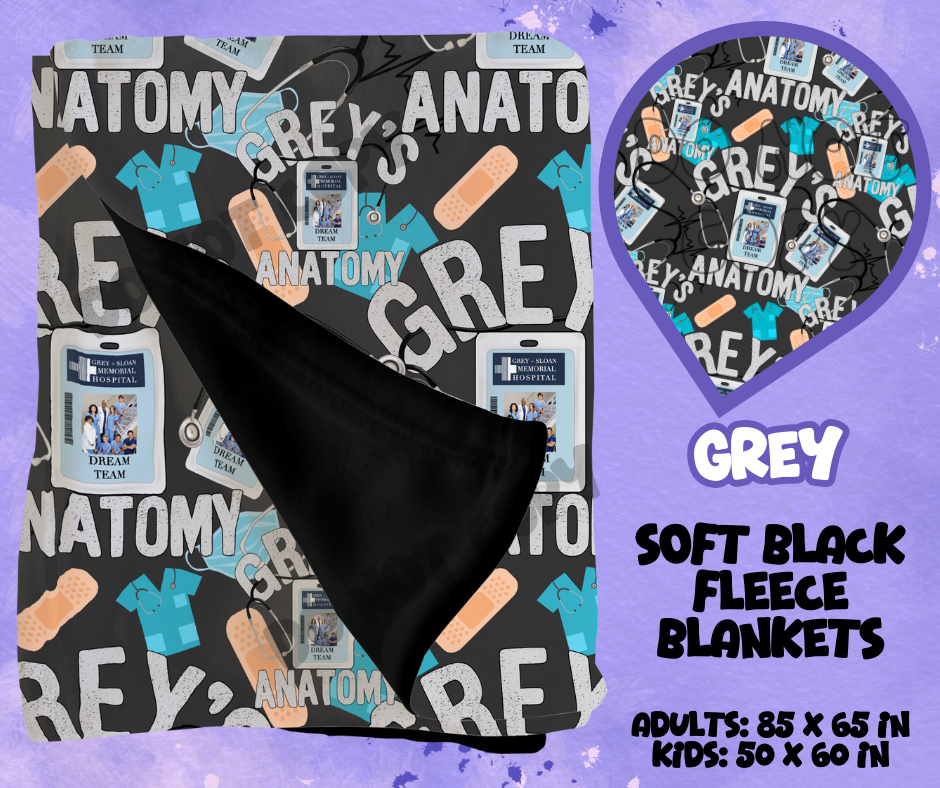 GREY - SOFT BLACK FLEECE THROWS RUN 12-PREORDER CLOSING 9/22