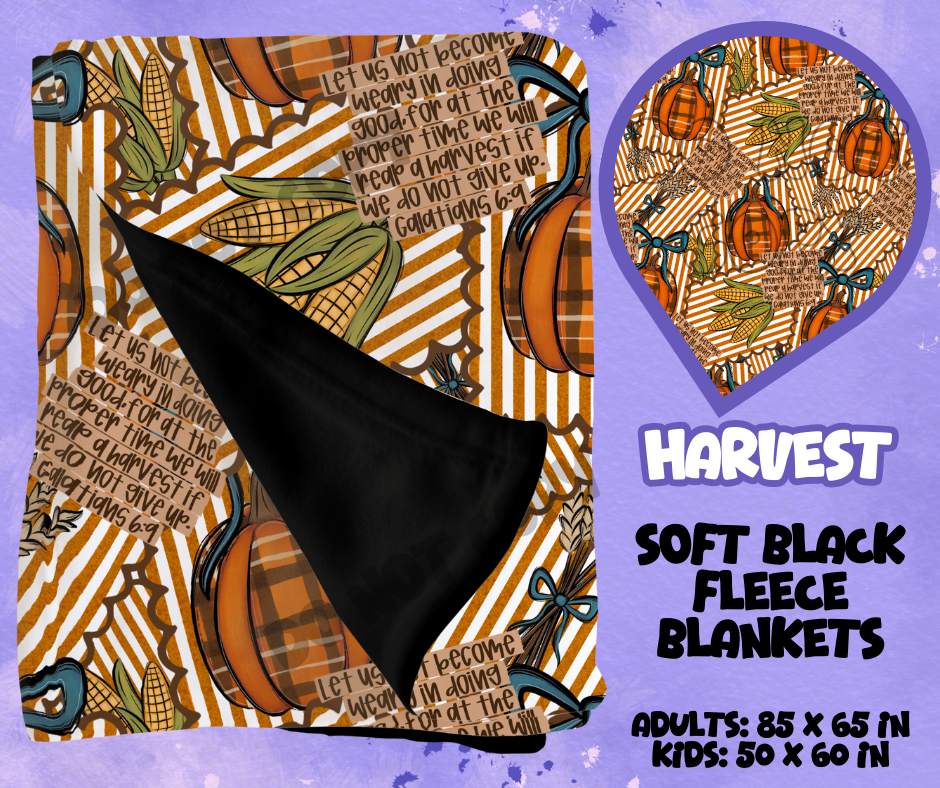 HARVEST - SOFT BLACK FLEECE THROWS RUN 12-PREORDER CLOSING 9/22