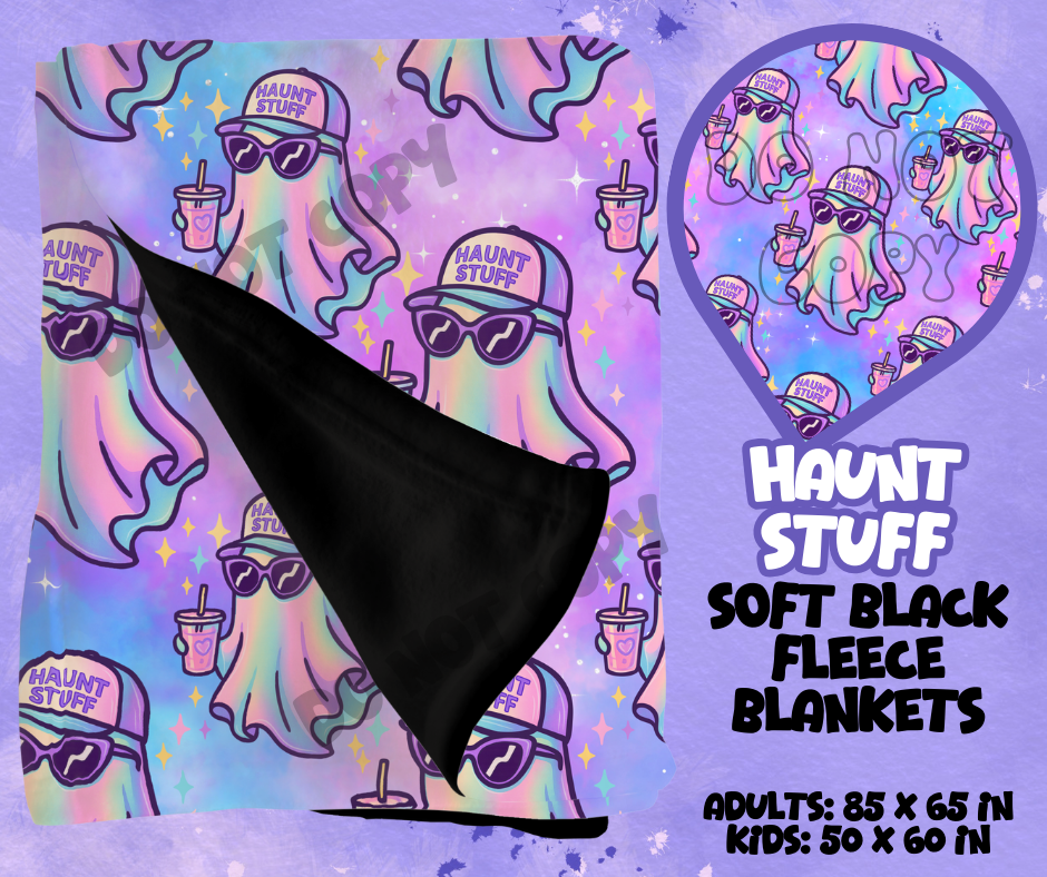 HAUNT STUFF - SOFT BLACK FLEECE THROWS RUN 12-PREORDER CLOSING 9/22