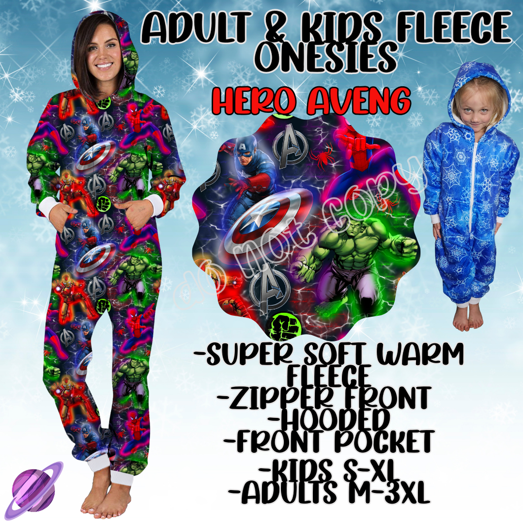 HERO AVENG - ADULT & KIDS FLEECE ONESIES CLOSING 9/28