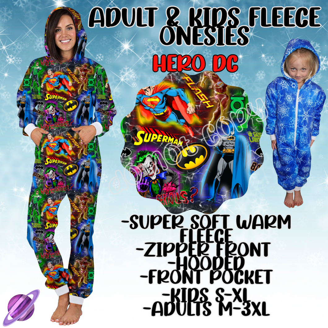 HERO DC - ADULT & KIDS FLEECE ONESIES CLOSING 9/28