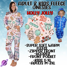 Load image into Gallery viewer, HOLLY JOLLY - ADULT &amp; KIDS FLEECE ONESIES CLOSING 9/28
