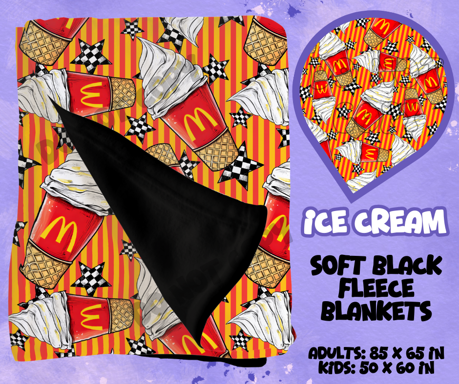 ICE CREAM - SOFT BLACK FLEECE THROWS RUN 12-PREORDER CLOSING 9/22