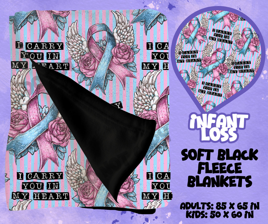 INFANT LOSS - SOFT BLACK FLEECE THROWS RUN 12-PREORDER CLOSING 9/22
