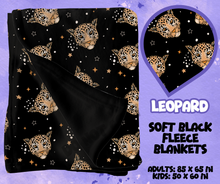 Load image into Gallery viewer, LEOPARD - SOFT BLACK FLEECE THROWS RUN 12-PREORDER CLOSING 9/22
