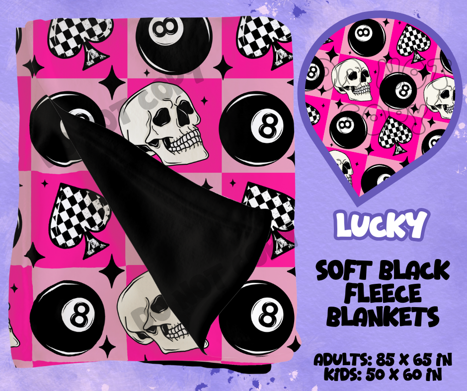 LUCKY - SOFT BLACK FLEECE THROWS RUN 12-PREORDER CLOSING 9/22