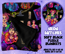 Load image into Gallery viewer, NEON WITCHES - SOFT BLACK FLEECE THROWS RUN 12-PREORDER CLOSING 9/22
