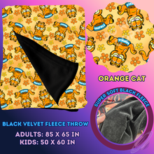 Load image into Gallery viewer, ORANGE CAT- SOFT BLACK FLEECE THROW 13-PREORDER CLOSING 1/14
