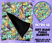 Load image into Gallery viewer, RETRO ED - SOFT BLACK FLEECE THROWS RUN 12-PREORDER CLOSING 9/22
