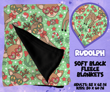 Load image into Gallery viewer, RUDOLPH - SOFT BLACK FLEECE THROWS RUN 12-PREORDER CLOSING 9/22
