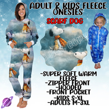 Load image into Gallery viewer, SCARF DOG - ADULT &amp; KIDS FLEECE ONESIES CLOSING 9/28
