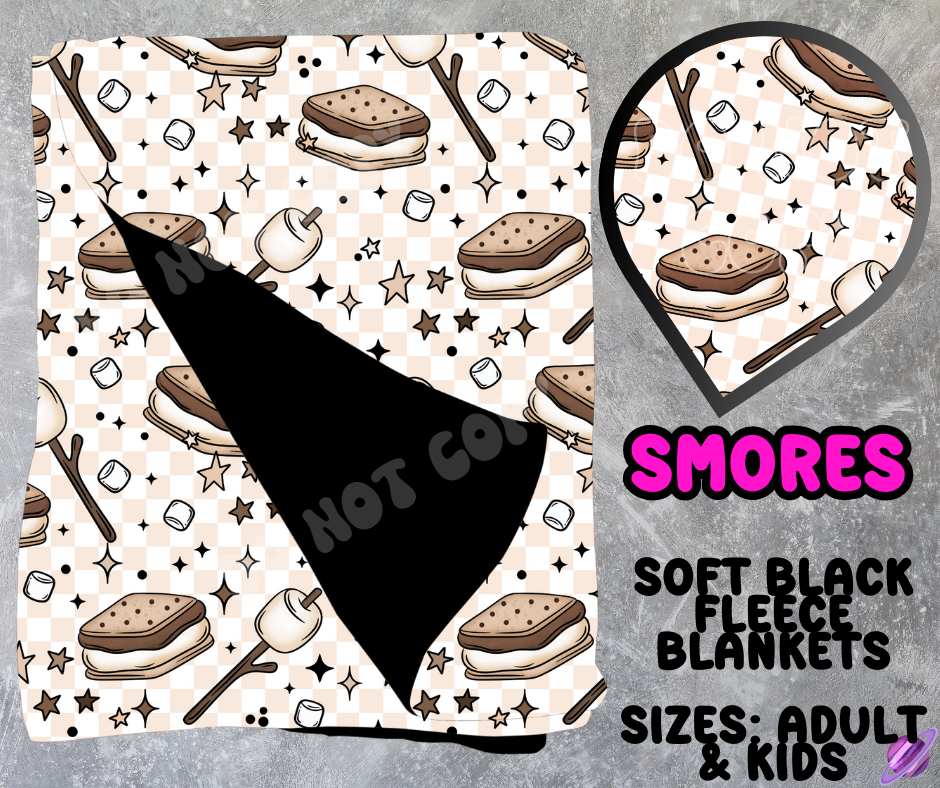 SMORES - SOFT BLACK FLEECE THROWS 10 - PREORDER CLOSING 5/4