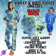 Load image into Gallery viewer, SNOWY GREEN - ADULT &amp; KIDS FLEECE ONESIES CLOSING 9/28
