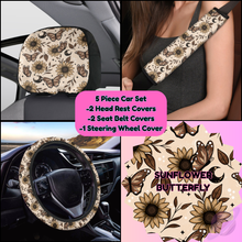 Load image into Gallery viewer, 5 PIECE CAR SET-SUNFLOWER BUTTERFLY-PREORDER CLOSING 9/5
