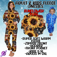 Load image into Gallery viewer, SUNFLOWER FLAG - ADULT &amp; KIDS FLEECE ONESIES CLOSING 9/28
