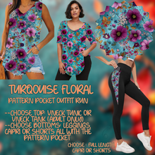 Load image into Gallery viewer, TURQUOISE FLORAL - PATTERN POCKET OUTFIT RUN 14 CLOSING 10/4
