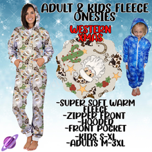 Load image into Gallery viewer, WESTERN XMAS - ADULT &amp; KIDS FLEECE ONESIES CLOSING 9/28
