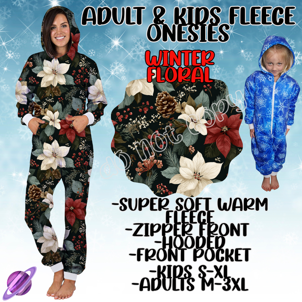 WINTER FLORAL - ADULT & KIDS FLEECE ONESIES CLOSING 9/28