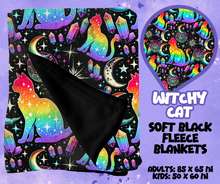 Load image into Gallery viewer, WITCHY CAT - SOFT BLACK FLEECE THROWS RUN 12-PREORDER CLOSING 9/22
