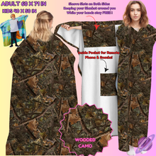 Load image into Gallery viewer, WEARABLE THROW RUN-WOODED CAMO-PREORDER CLOSING 8/31
