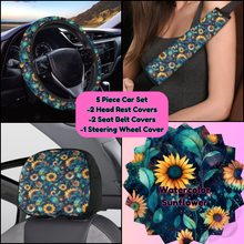 Load image into Gallery viewer, 5 PIECE CAR SET-WATERCOLOR SUNFLOWER-PREORDER CLOSING 9/5
