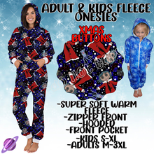 Load image into Gallery viewer, XMAS BUTTONS - ADULT &amp; KIDS FLEECE ONESIES CLOSING 9/28
