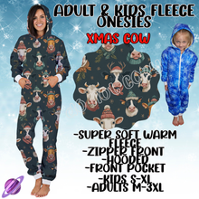 Load image into Gallery viewer, XMAS COW - ADULT &amp; KIDS FLEECE ONESIES CLOSING 9/28
