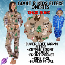 Load image into Gallery viewer, XMAS DOGS - ADULT &amp; KIDS FLEECE ONESIES CLOSING 9/28
