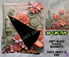 Load image into Gallery viewer, 3D CACTUS - SOFT BLACK FLEECE THROWS 8 - PREORDER CLOSING 2/21
