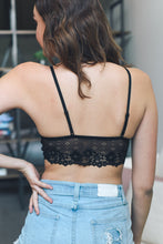 Load image into Gallery viewer, Floral Lace Strappy Bralette Black Coachella
