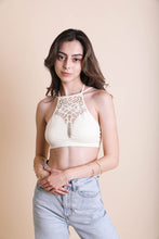 Load image into Gallery viewer, Floral Cutout Seamless High Neck XS/S / Ivory
