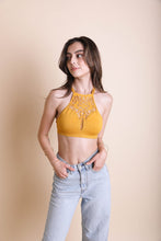Load image into Gallery viewer, Floral Cutout Seamless High Neck XS/S / Mustard
