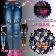 Load image into Gallery viewer, FLORAL FOXES-FAUX JEAN LEGGING-PREORDER CLOSING 12/2
