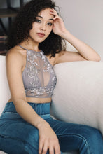 Load image into Gallery viewer, Flower Embroidery High Neck Bralette
