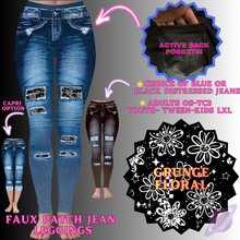 Load image into Gallery viewer, GRUNGE FLORAL-FAUX JEAN LEGGING-PREORDER CLOSING 12/2
